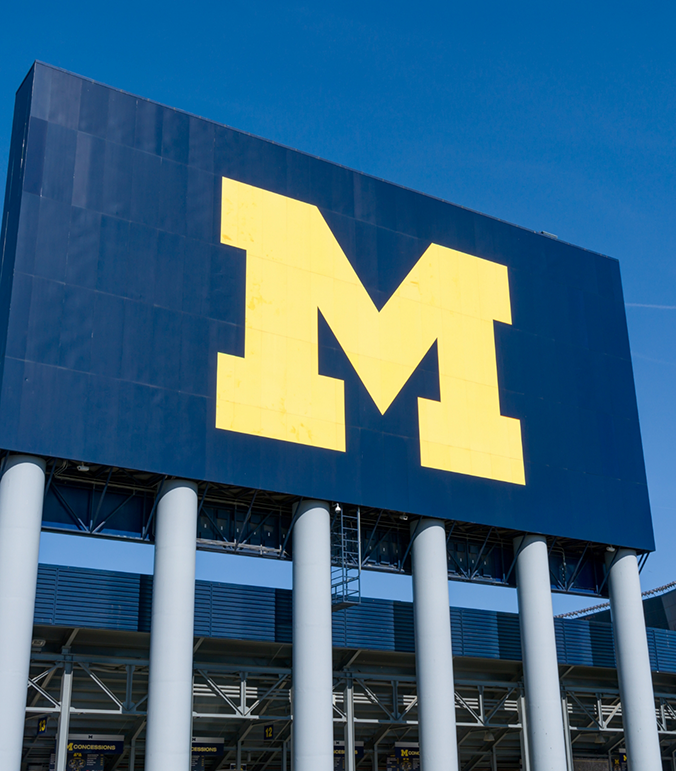 Exterior of outdoor stadium at the University of Michigan